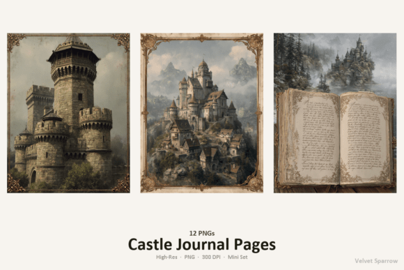 Castle Journal Pages Clipart 12 PNG