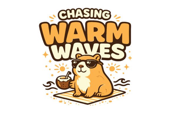 Chasing Warm Waves Capybara Vector: A Stylish Summer Design for Creative Projects