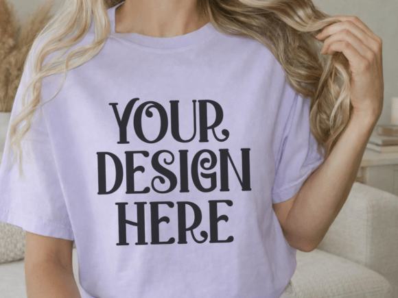 Comfort Colors 1717 Orchid Tshirt Mockup: A Designer's Essential Tool for Natural Product Presentation