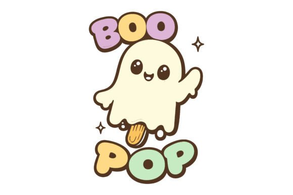 Cute Ghost Boo Pop Cartoon: A Playful Kawaii Design for Spooky-Themed Creations