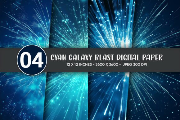 Cyan Galaxy Blast Digital Paper