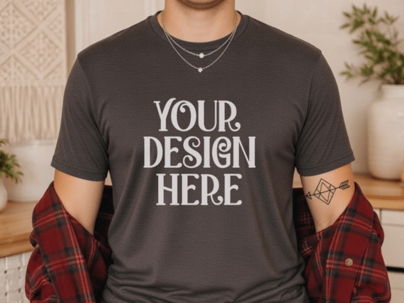 Dark Heather Grey BC3001 Mockup for Men