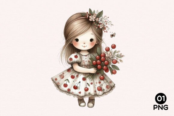 Free Watercolor Cherry Girl Clipart: A Versatile Digital Asset for Creative Projects