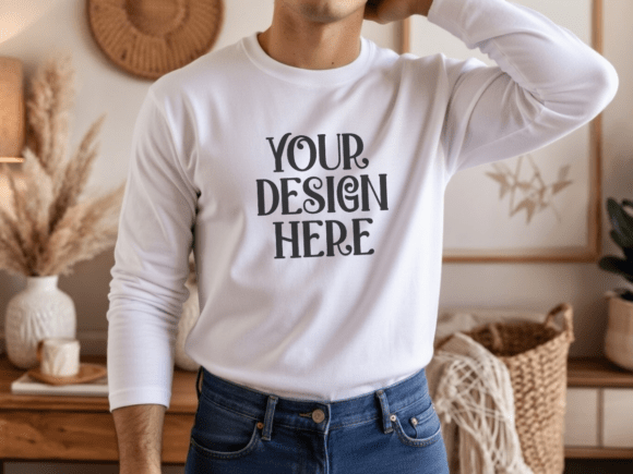 Gildan 18000 White Mens Sweatshirt Mock