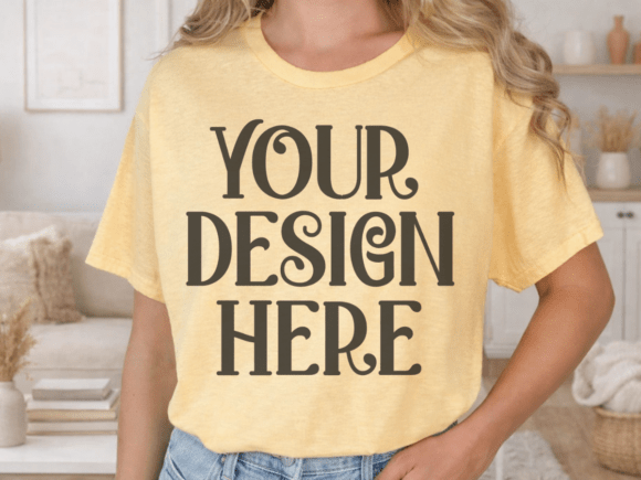 Gildan 5000 Yellow Haze T-shirt Mockup