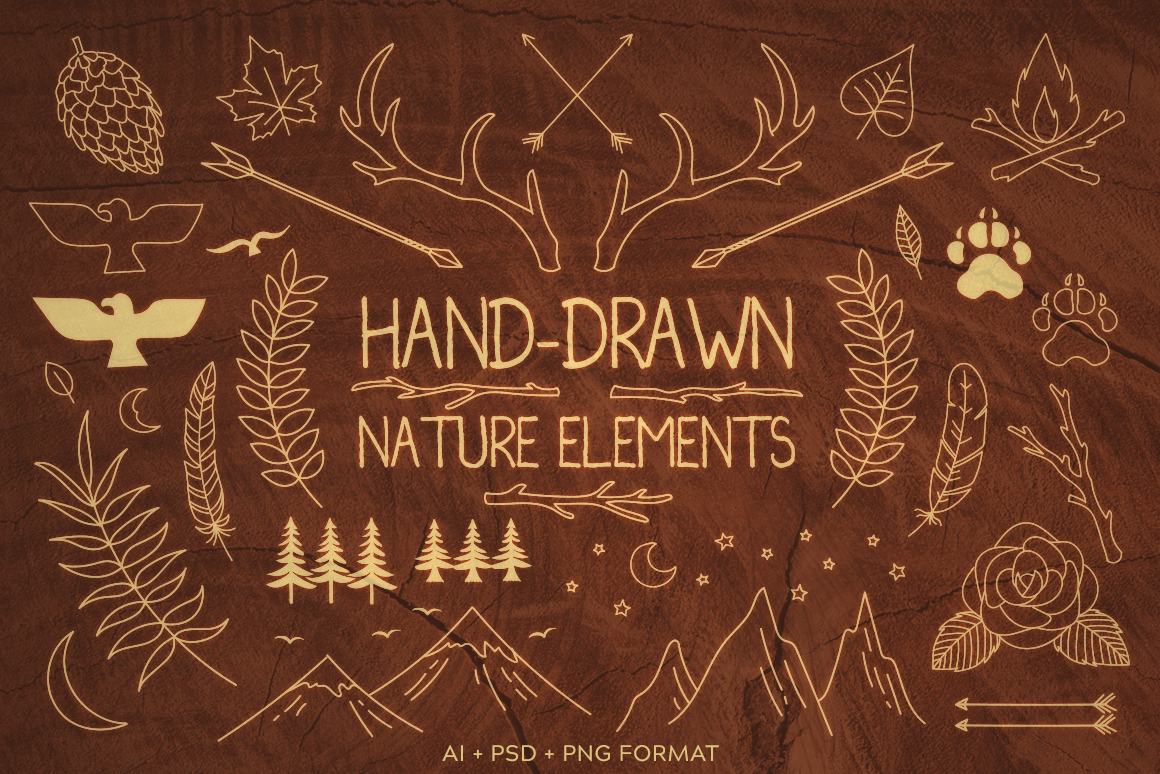 Hand Drawn Nature Elements: A Versatile Tool for Creative and Educational Use
