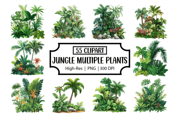 Jungle Multiple Plants Clipart Bundle: A Creative Resource for Design Enthusiasts
