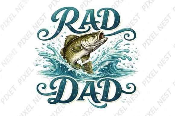 Rad Dad Fishing PNG for Creative Projects