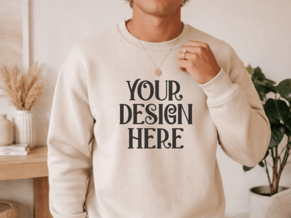 Sand Gildan 18000 Mens Sweatshirt Mockup: A Designer’s Essential Tool for Natural Product Presentation