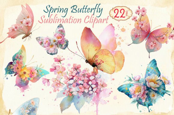 Spring Butterfly Sublimation Clipart