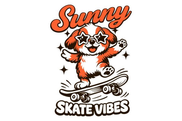 Sunny Skate Vibes Cartoon Dog