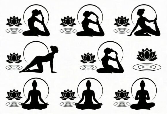 Transform Your Creative Projects with Yoga Silhouette Clipart Bundle