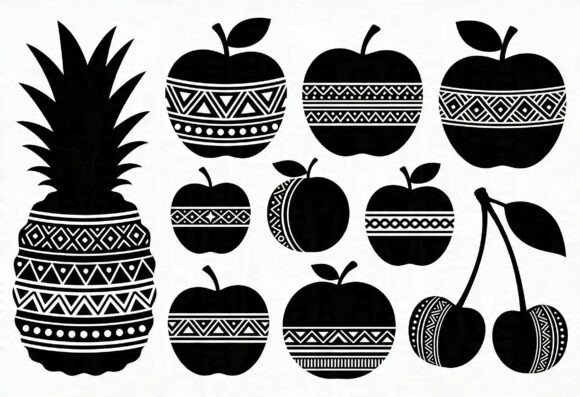 Tribal Fruit Clipart Pineapple Apple