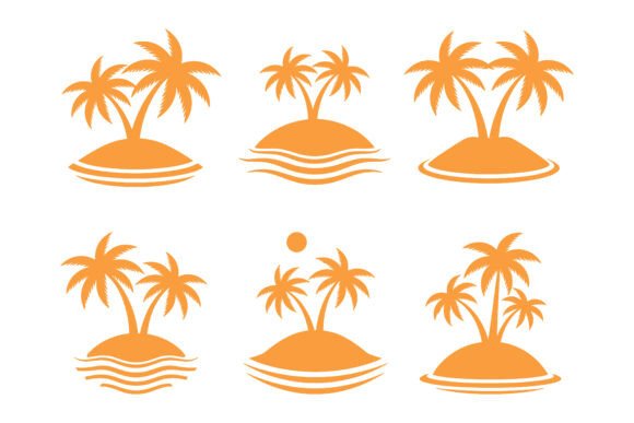 Tropical Island Palm Trees Vector Design
