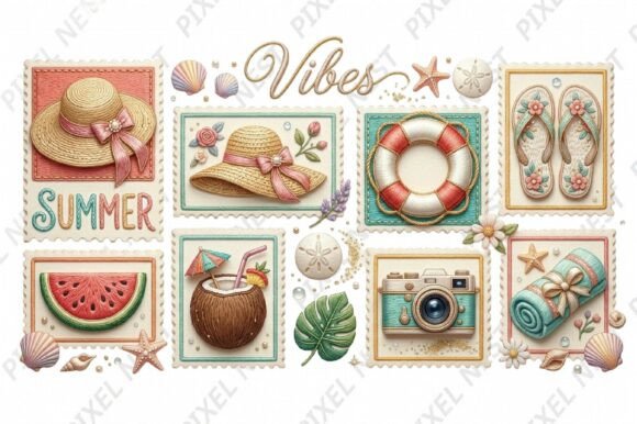 Tropical Summer Stamp Beach Life Vibes: A Creative Design Trend for the Modern Creator