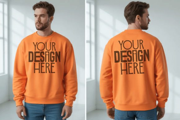 Unleash Your Creativity with the Gildan 18000 Safety Orange Sweatshirt Fr and Premium Minimal Mockup