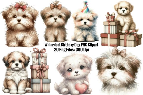 Whimsical Birthday Dog PNG Clipart: A Versatile Digital Asset for Creative Projects