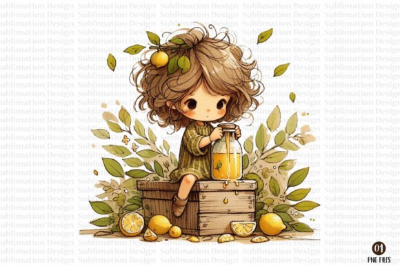 Whimsical Lemon Girl PNG Clipart: A Versatile Digital Asset for Creative Projects