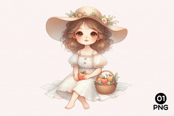 Whimsical Summer Girl Clipart for Creative Projects
