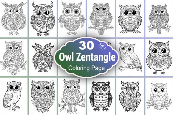 Zentangle Owl Coloring Page: A Creative Escape for Adults and Kids